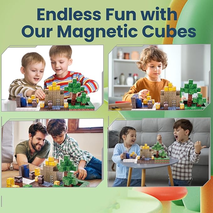 Magnetic Blocks for Kids - 128PCS Building Toys for Toddler, Building Magnet Cube Toy for Boys Girls, STEM Sensory Educational Game, Birthday Gifts for Toddlers Kids Ages 3 4 5 6 7 8