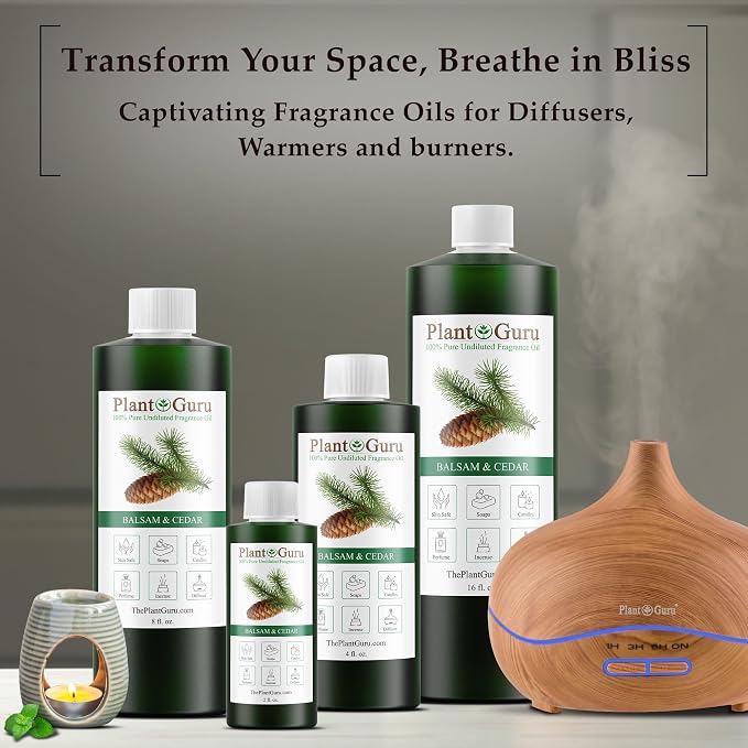 Balsam and Cedar Fragrance Oil 8 fl. oz. Scented Oil for DIY Soap Making, Candles, Bath Bombs, Body Butters. Used in Aromatherapy Diffusers, Burners and Warmers. Great Addition to Lotions and Creams.
