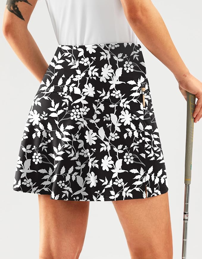 16" Golf Skirt with 2 Zipper Pockets | Tee Holder, Mesh Shorts, High Waisted, Casual, Pickleball, Athletic, Tennis, Skorts for Women