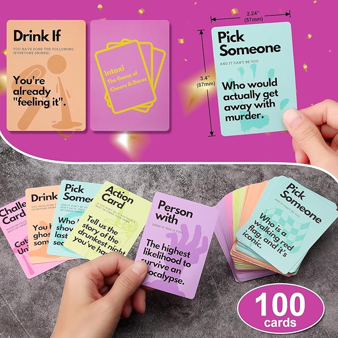 Fofeadm Drinking Card Games for Adults, Fun Adults Drinking Games with 100 Cards, Great for Game Night & Parties, 21st Birthday Gift & Bachelorette Party Games, Age 21+