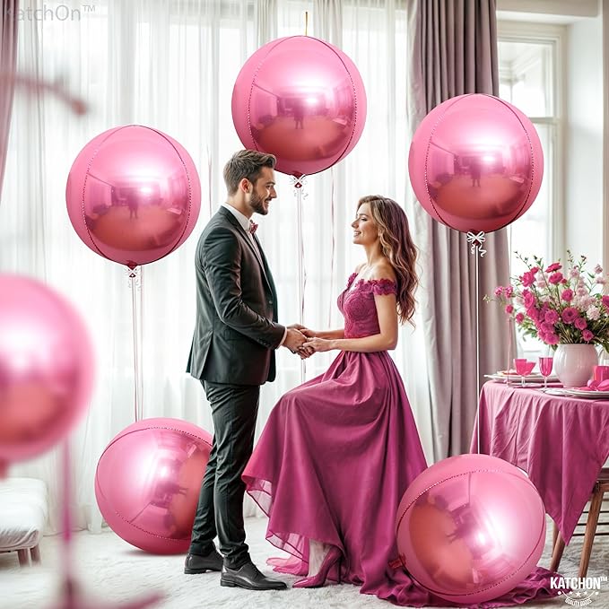 KatchOn, Light Pink Balloons - 22 Inch, Pack 6 | Light Pink Foil Balloons for Pink Birthday Decorations | Metallic Balloon For Birthday, Gender Reveal, Baby Shower, Bachelorette Party
