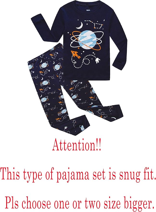 KikizYe Little Big Boys Girls Pajamas Set Kids PJs 100% Cotton Sleepwear