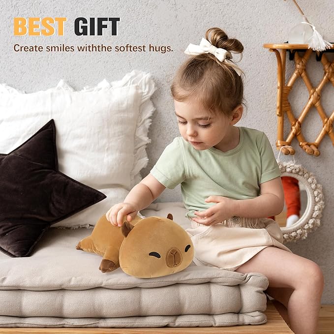 Onsoyours Original 9.8"|1.0 lbs Weighted Stuffed Animals, Cute Weighted Positive Capybara Plush Pillow Toy Soft Weighted Capybara Plushies Gift for Kids Adults