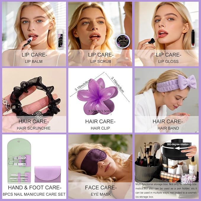 26 Pcs Spa Bath and Body Gift Basket, CHARCOAL SHEA BUTTER Spa Kit Gift Set | Bath & Body Gift Makeup Organizer, Spa Gift Basket, Face Skin Care Kit, Lip Self-Care, beauty kit Serum, Birthday, Christmas