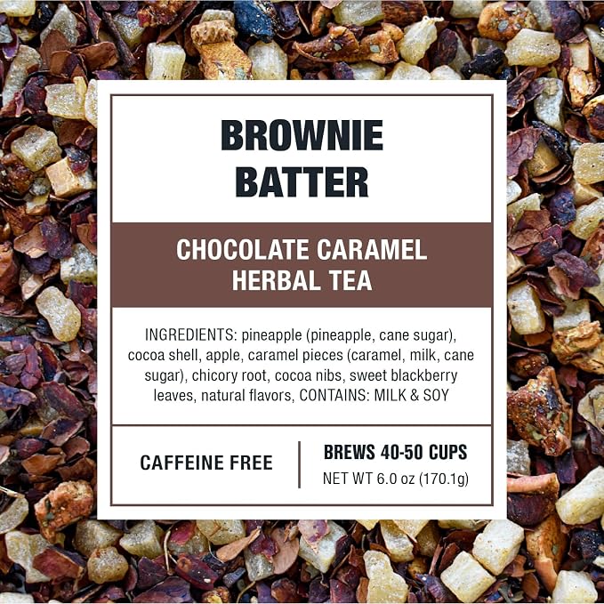 Tiesta Tea - Brownie Batter - Chocolate Caramel Herbal Tea - Loose Leaf Tea Blend - Non-Caffeinated Herbal Tea - Make Hot or Iced Tea Up to 40-50 Cups - 6 oz Refillable Tin