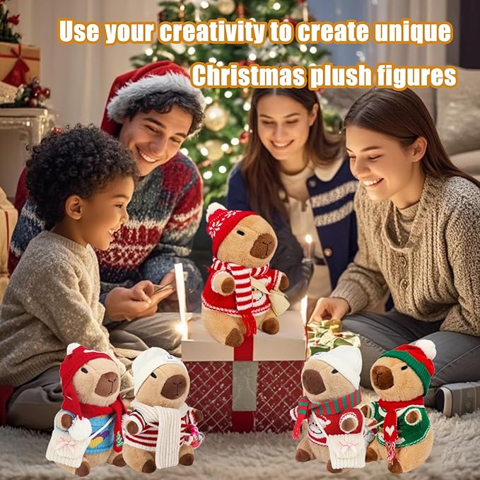 Capybara Plush with 10 Pcs Clothes & Accessories,Christmas Stuffed Animals, 10.2 in Cute Capybara Plush Toys,Birthday Gifts&Dress Up Cute Plushies for Boys/Girls (Daily-B)