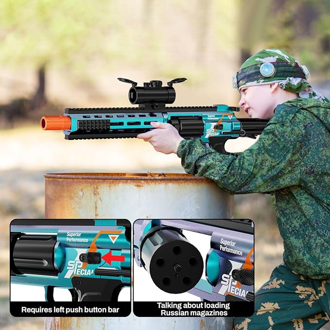 Soft Bullet Toy Gun Shotgun - Foam Dart Blaster Laucher Realistic Outdoor Play Adventure Force Level Bolt Action Plastic Fake Shot Gun Sniper Rifle Pistol Revolver Cool Kids Gifts Boys Age 8-12