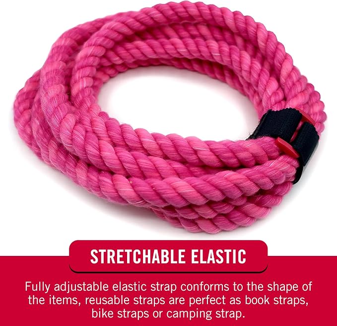 VELCRO Brand VEL-30791-AMS Elastic Cinch Straps with Buckle | 8in x 1in, Pk of 4 | Fully Adjustable and Stretch for Snug Fit | for Fastening Power Cords, Ropes, Organizing Cables, More | Black
