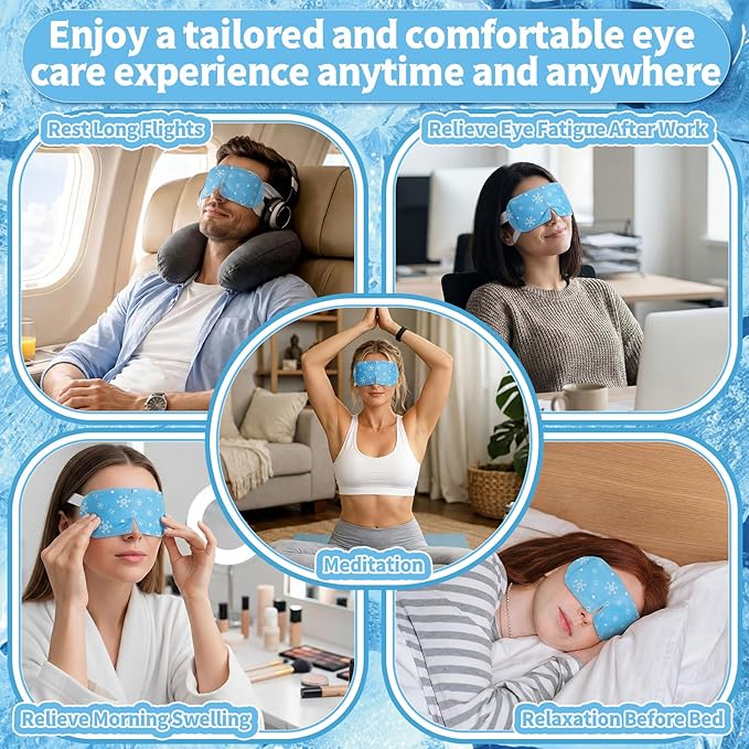Newcotte 36 Pack Cooling Eye Masks Mint Scented Disposable Hydrogel Eye Patches for Puffy, Dark Circles, Dry Eyes Cooling Sensation Individually Wrapped Travel Size Relaxation Gifts for Men Women