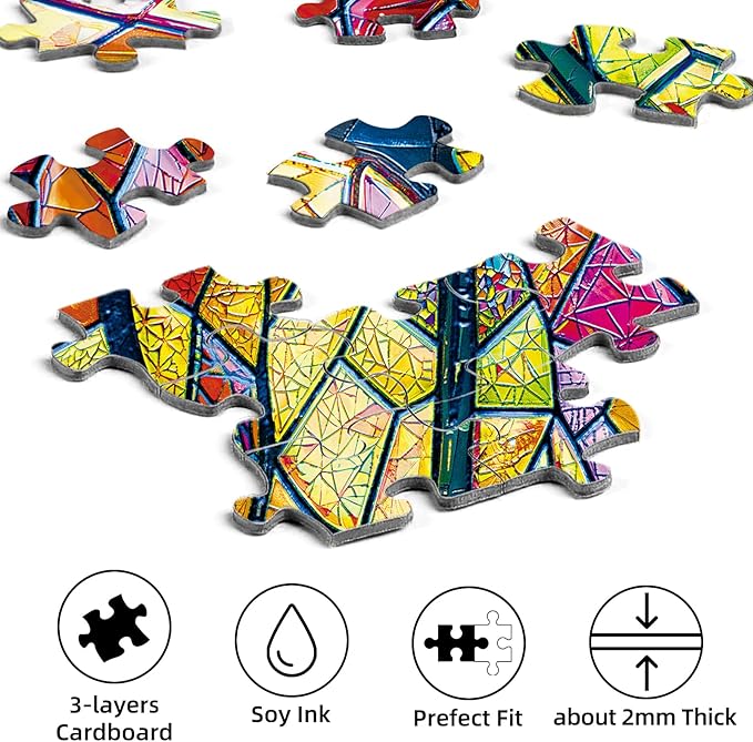Sutinban Stained Glass Tree Puzzles for Adults 1000 Pieces, Colorful Mosaic Tree of Life Jigsaw Puzzle, Impossible Challenging Difficult 1000 Pieces Puzzles Game for Family