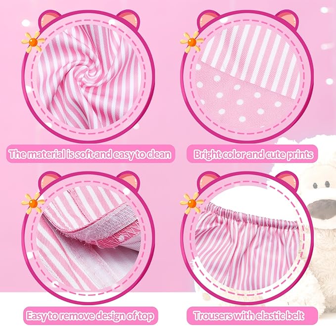 Civaner Stripe Bear Clothes Stuffed Animal Clothes 12 -16 Inch Build a Lovely Stuffed Animal Costumes and Accessories Fit, Bear is Not Included(Pink)