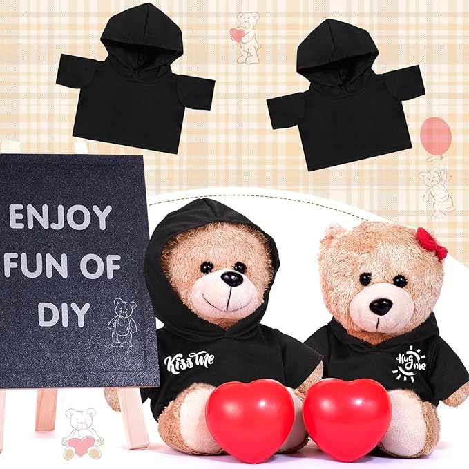 12 PCS Stuffed Animal Clothes Sublimation Stuffed Animal T-Shirt Doll Tshirts Blank Plush Bear Hoodie Fit 14-18 Inches Stuffed Bear Doll