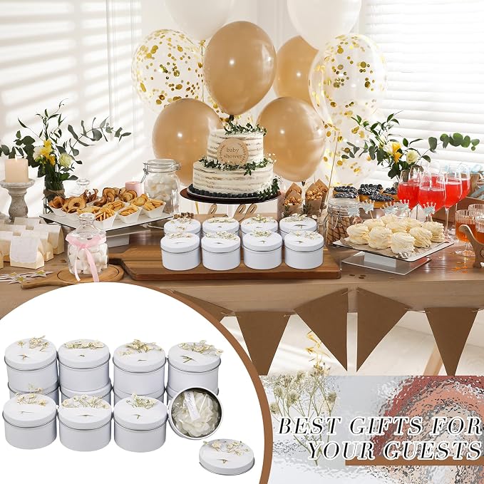 Threlaco 12 Pcs Flower Candles Scented Bridesmaid Gift Set Soy Wax Aromatherapy Candles Bulk for Wedding Bridal Shower Home Guests Women Valentines Mothers Day Anniversaries Favor(White)