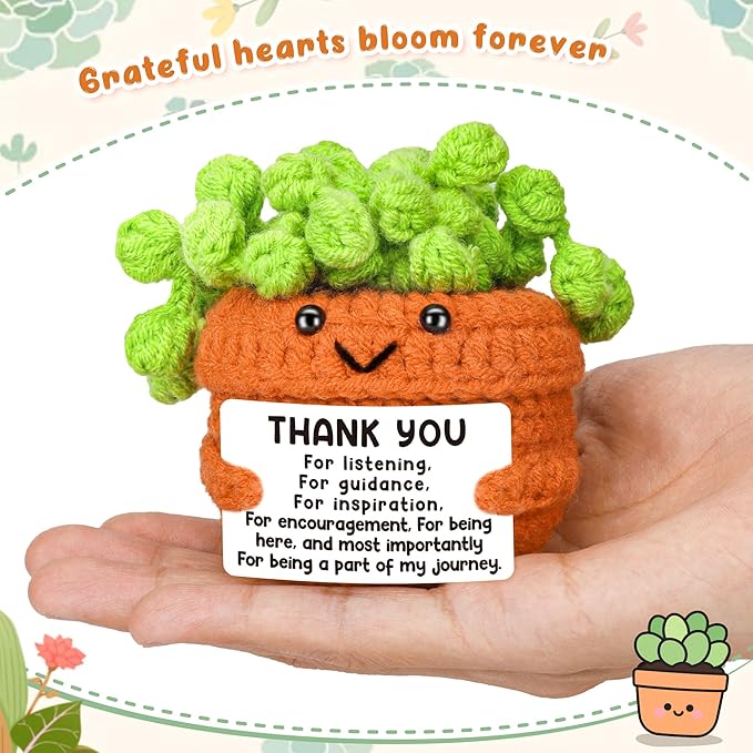 Cute Appreciation Gifts for Women, Thank You Farewell Grateful Gift for Female Friends Teacher Coworkers Boss Lady Mom, Handmade Crochet Thanks Thanksgiving Present for Woman