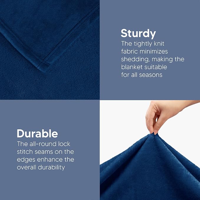 Utopia Bedding Fleece Blanket Throw XL Size Navy 300GSM Luxury Anti-Static Fuzzy Soft Microfiber Blanket for Couch, Sofa and Bed (70x50 Inch) | Microfiber Plush Warm Lightweight Breathable Cozy Blanket Anti-Static, All Season Use, Gift for Women and Men