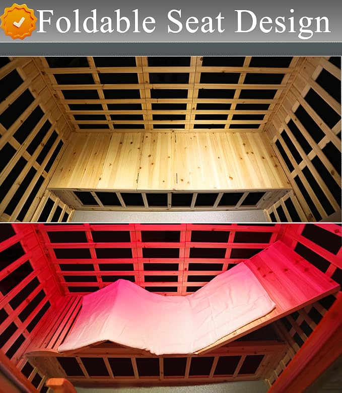 Full Spectrum Outdoor Sauna 3 Person,Low EMF Far Infrared Sauna with Folding Lounge Chair for Home, | Chromotherapys| Bluetooth Speakers| Near&Mid Infrared Therapy| Fir Wood| 81.1*44.9* 83.4 In