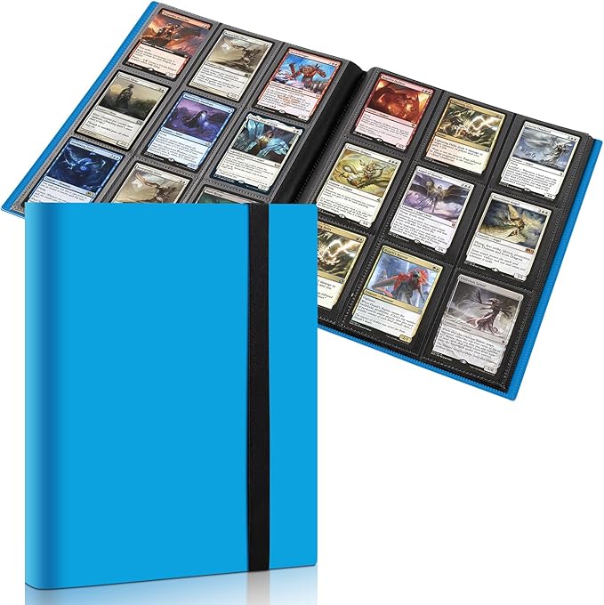 Trading Card Binder, Card Binder Album Folder Book Fit for MTG Baseball Football Sports Cards, Easy to Use Card Collection Binder (Sky Blue, 360 Pockets)