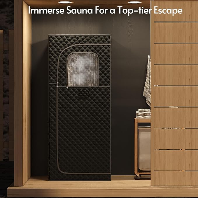 Portable Steam Sauna at Home 1 Person, Low EMF 1200W Fast Heating Sauna Box, Indoor Dry Sauna with Foldable Chair for Home, Gym (2.6Lx2.6Wx6H Ft)
