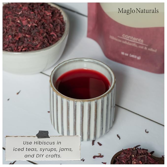 MagJo Naturals, Hibiscus Flowers 1LB (16 Oz) Hibiscus tea cut & sifted flowers, Flor de Jamaica