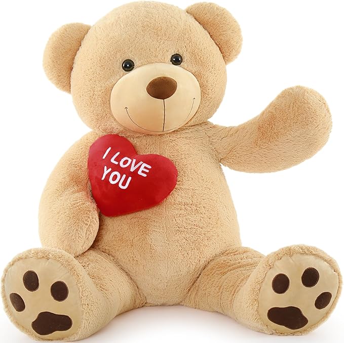 Tezituor 5ft Giant Teddy Bear Stuffed Animals - “I Love You”Red Heart Human Size Teddy Bear for Girlfriend,Boyfriend,Wife,Lover-Birthday, Anniversary, Valentines