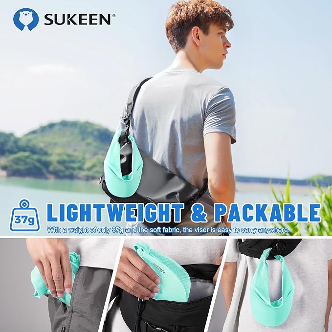 Sukeen Cooling Stretchy Sun Visor for Women Men UV Protection Cooling Hat | Lightweight quick-dry free size vizor with instant cooling, sports visor hat for golf, tennis, cycling, running, pickleball
