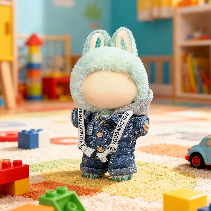 Clothes Fit for 17CM Doll, Fashion Doll Clothes Outfit Set Cute Theme Designer Toys Dress Accessories for Collector Fans Display (G Blue Denim Hoodie)