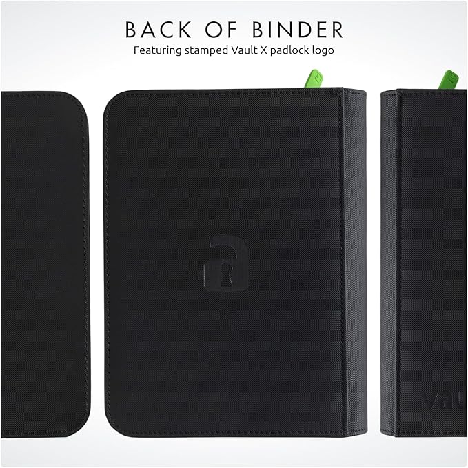 Vault X 4 Pocket Zip Binder, 160 Cards, Exo-Tec Material, 20 Side-Loading Pages (Black)