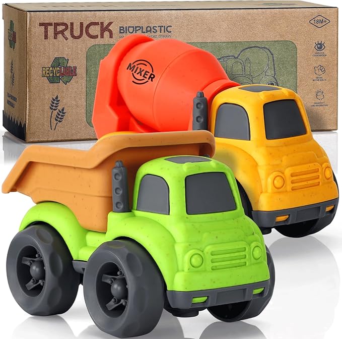 Toddler Toys for 2 Year Old Boy, Dump Truck Toys and Mixer Cement, BPA Free, Phthalates Free, PVC, Outdoor Toys for Toddlers 2-3, Ideal Toy Cars for 2 3 4 Year Old Boy Christmas Birthday Gift