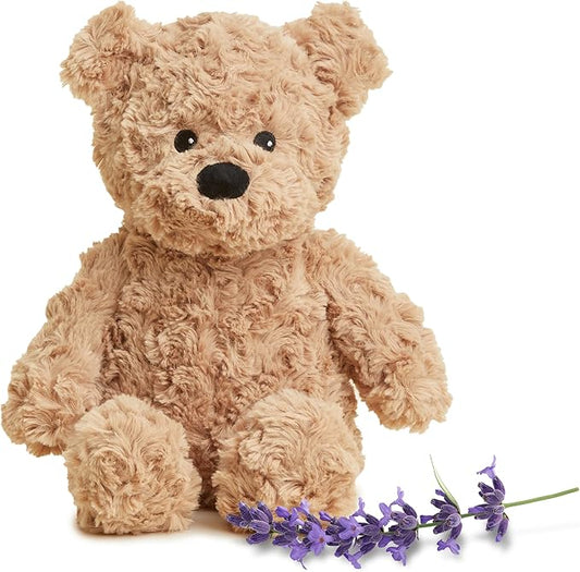 warmies Microwavable & Weighted Stuffed Animals, Brown Curly Bear - Heated Stuffed Animal Plushie for Warmth & Comfort - Cute Soft Plush Toys for Adults & Children (Boys, Girls, Babies & Toddlers)