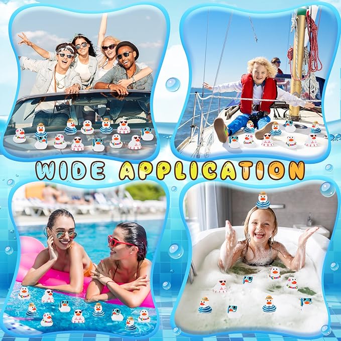 Honoson Summer Beach Rubber Duckies Bulk Mini Rubber Duck Bath Toys Float Bathtub Ducky Cute Squeaky Ducky for Classroom Carnival Summer Birthday Baby Shower Party Favor(White,36 Pcs)