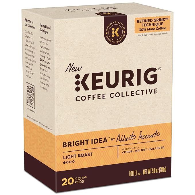 Keurig Coffee Collective, Bright Idea by Alberto Azeredo, Light Roast Coffee, Single Serve Keurig K-Cup Pods, 20 Count