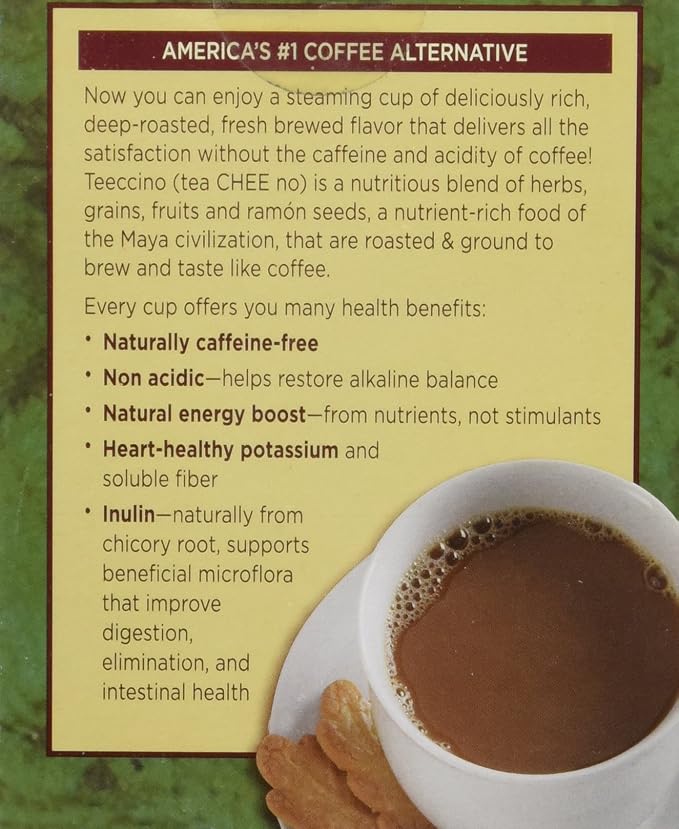 Teeccino French Roast Herbal Tea - 10 Tea Bags - Rich & Roasted Herbal Tea That’s Caffeine Free & Prebiotic for Natural Energy, Coffee Alternative, (Pack of 6)