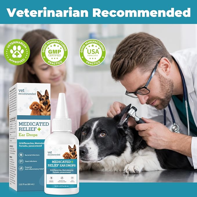 Dog Ear Infection Treatment, Yeast Infection Treatment for Dogs, Dog Ear Drops, Helps Relieve Ear Discomfort, Reduce Wax Buildup & Maintain Ear Cleanliness, Easy-to-Use Dropper, 2.02 fl oz (60 mL)