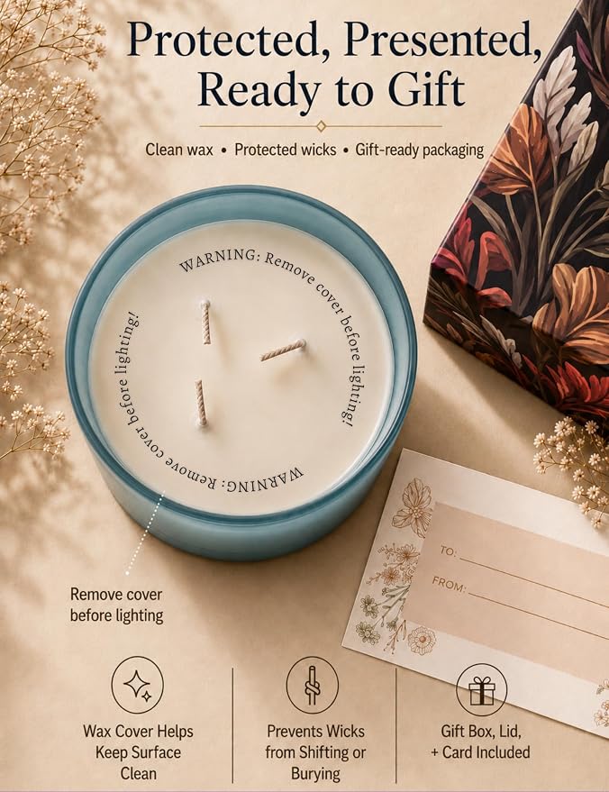 Palo Santo Mandarin Patchouli 3-Wick Soy Candle | 15.8 oz Calming Aromatherapy Candle for Home | Clean Burn Long Lasting | Warm Wood Citrus Scent | Stress Relief Candle Gift for Women & Men
