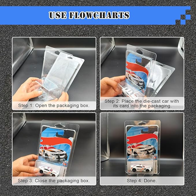 30 Pcs Protector Case Compatible with Hot Wheels Storage Display Case Model Car Display Cases for Hotwheels Case Die Cast Car Clamshell Protector Case Wall Mount