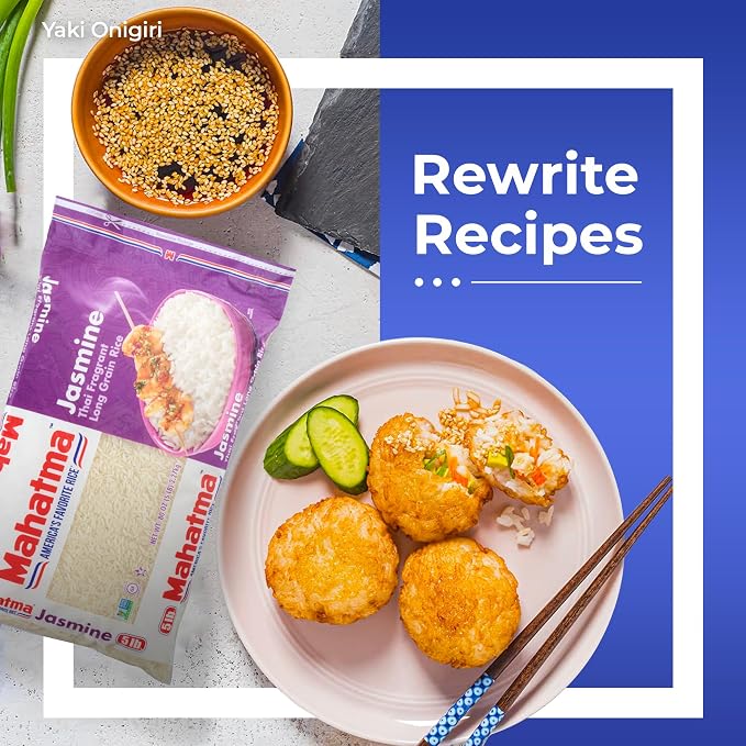 Mahatma Jasmine Rice, Fragrant Thai Rice, 5-Pound Bag | Aromatic rice for stovetop or microwave, quick and easy to cook, gluten-free, vegan, kosher, non-GMO, bulk bag