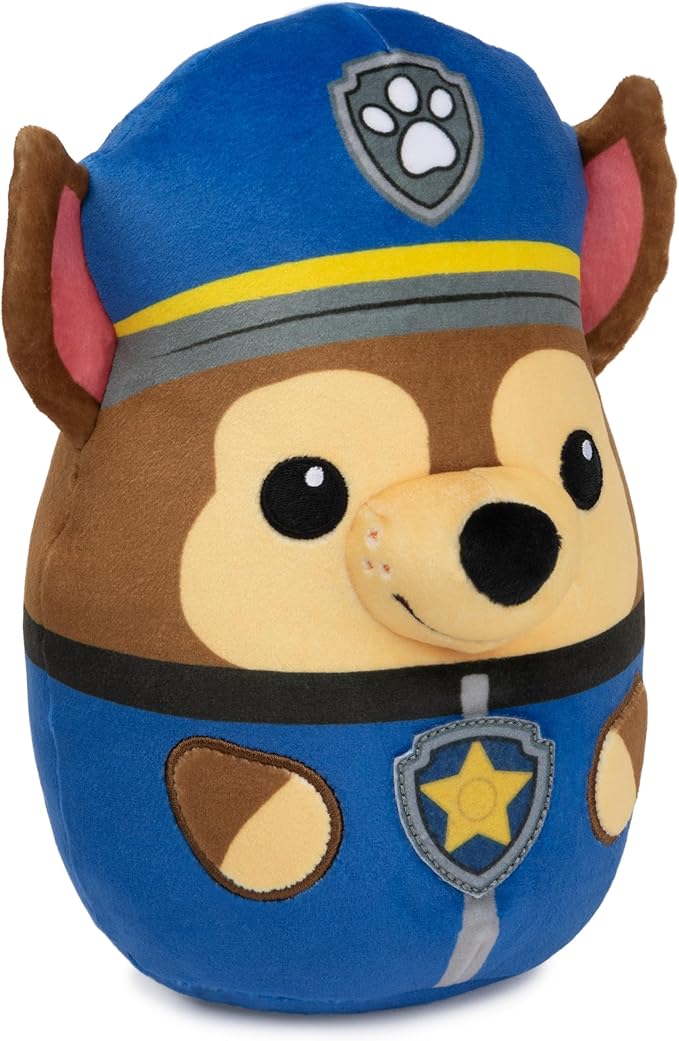 PAW Patrol Chase Squish Plush, Official Toy from The Hit Cartoon, Squishy Stuffed Animal for Ages 1 and Up, 8”