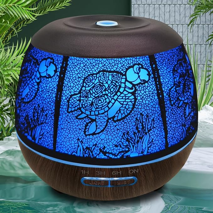 Essential Oil Diffuser for Home,500ML Aromatherapy Diffusers for Essential Oils Large Room with Cool Mist Humidifiers for Bedroom,7 Colors Changed & 3 Mist Mode Automatic Shut-Off - Turtle