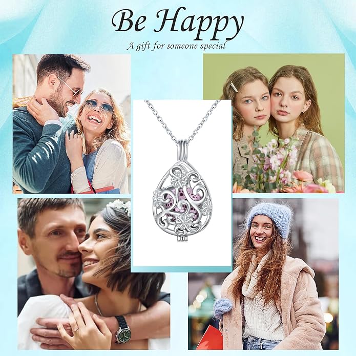 DAOCHONG S925 Sterling Silver Aromatherapy Essential Oil Diffuser Necklace Love Heart Locket Perfume Pendant Necklace Jewelry 18+2" Adjustable Chain