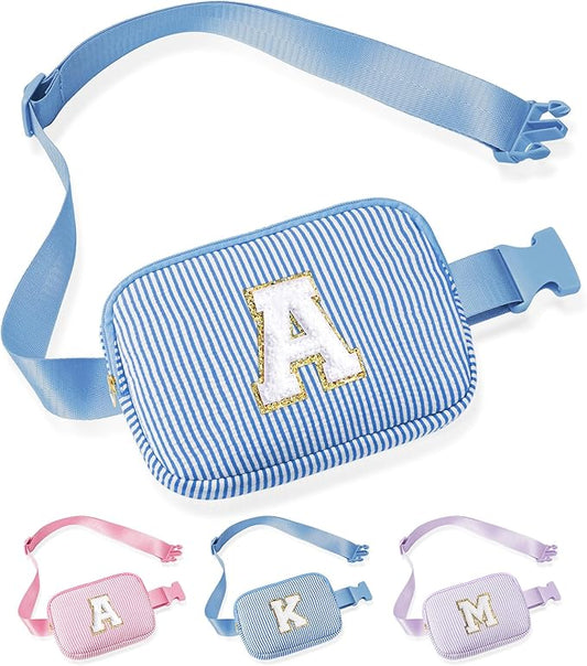 YOOLIFE Initial Crossbody Bag Belt Bag | Fanny Pack Valentines Gifts for Daughter Sister Friends | Gifts for Girls | Personalized Gift for Women | Belt Bag Fanny Pack Blue A