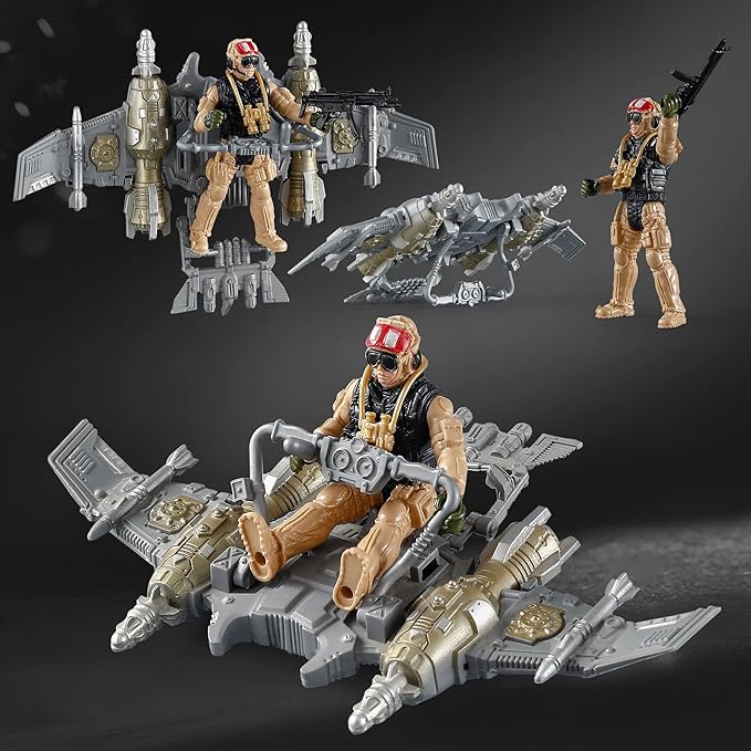 US Army Men Action Figures Play Set,Toy Soldiers with Military Weapons Accessories for Kids Boys