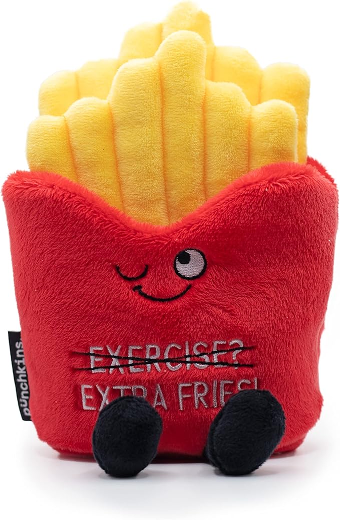 French Fry Plushie - Exercise? You Mean Extra Fries Sassy French Fry Plush, Cute & Funny Plush Toy for Gifting