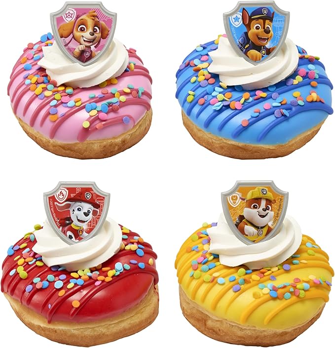 DecoPac Paw Patrol Reporting For Duty Rings, Cupcake Decorations Featuring Chase, Marshall, Skye, And Rubble - 24 Pack