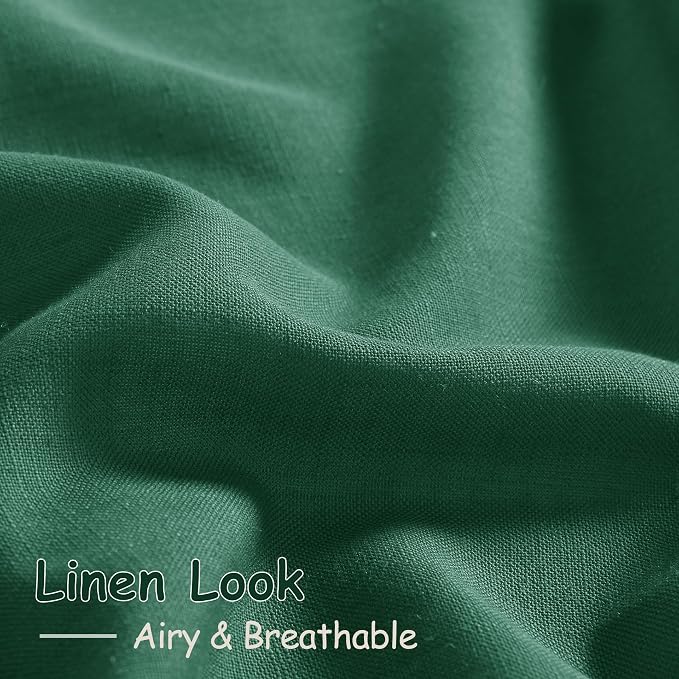Dark Green Linen Curtains 108 Inches Long for Living Room 2 Panels Set Extra Long Back Tab Curtain Sheer Light Filtering Emerald Green Drapes Floor to Ceiling Curtains for Large Windows 52x108