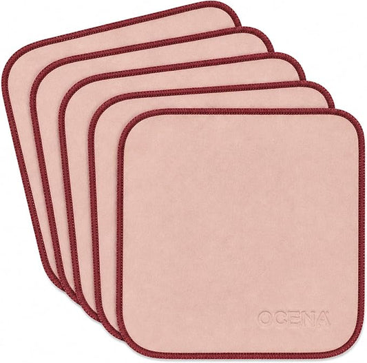 OCENA Women’s Pocket Sweat Towel Set for Face & Hands, 5-Pack Quick-Dry Microfiber Handkerchiefs, Small Gym Towel for Yoga, Pilates, Travel, 10 x 10 in, Desert Rose
