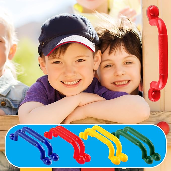 6 Pcs Kids Swingset Handle Plastic Playground Safety Handles Outdoor Playset Grab Handles for Boys Girls Play House Swing Set, 3 Colors (Color Set 1)