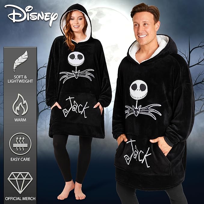 Disney Fleece Hoodie for Adults and Teenagers Oversized Hooded Poncho One Size - Stitch Gifts