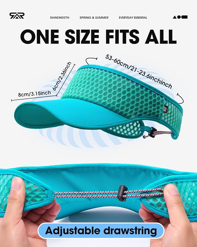 Mesh Breathable Sports Visor - Men Women Adjustable Lightweight Quick Dry Sun Hat for Tennis, Golf, Running
