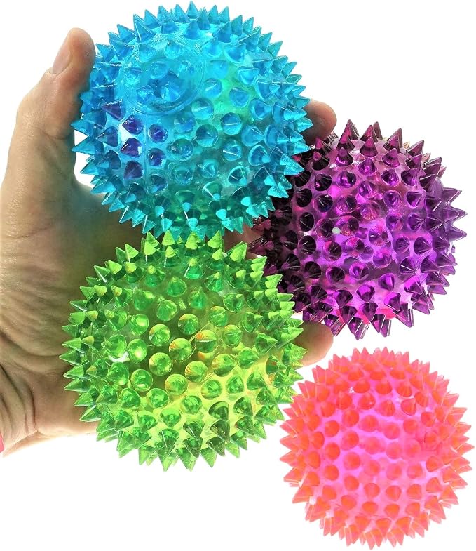 JA-RU Light Up Ball (1 Ball) Rubber Spiky Balls for Kids. Stress Relief Toy Autism Sensory Products. Dog Chew Toy Bulk Birthday Party Favors, Goodie Bag Stuffers. 699-1