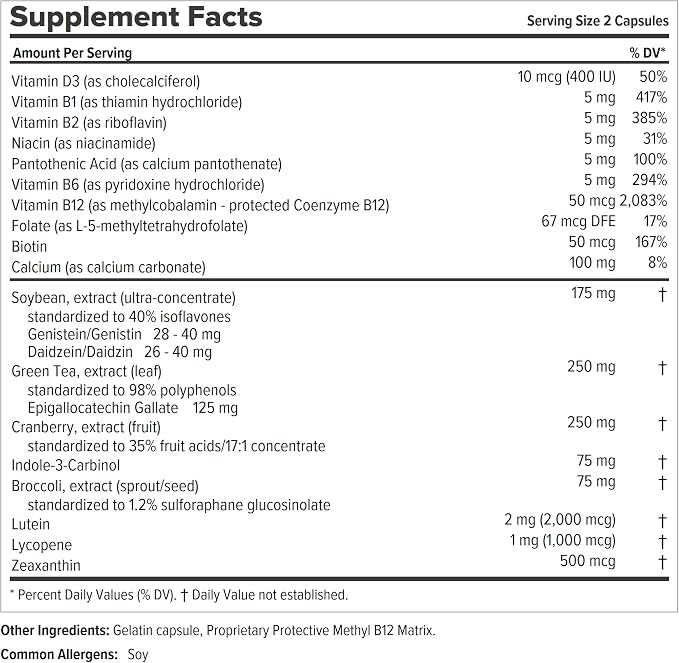 ANDREW LESSMAN Ultimate Women’s Wellness 360 Capsules - Naturally Relieves Menopause Symptoms, PMS, Perimenopause with Soy Isoflavones, EGCG, Cranberry, Indole-3-Carbinol. Easy to Swallow Capsules
